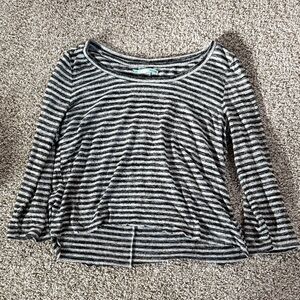 Maurices Black and Gray Striped Long Sleeve Top